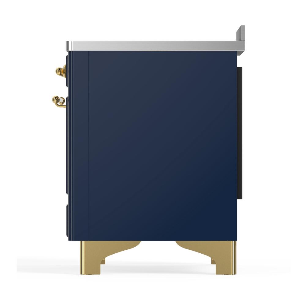 Ilve UMIB48QNR3MBG Ilve Umib48Qnr3Mbg Majestic Iii 48 Inch Induction Range With 6 Elements, 5.02 Cu. Ft. Total Oven Capacity (Solid Door, Midnight Blue, Brass)