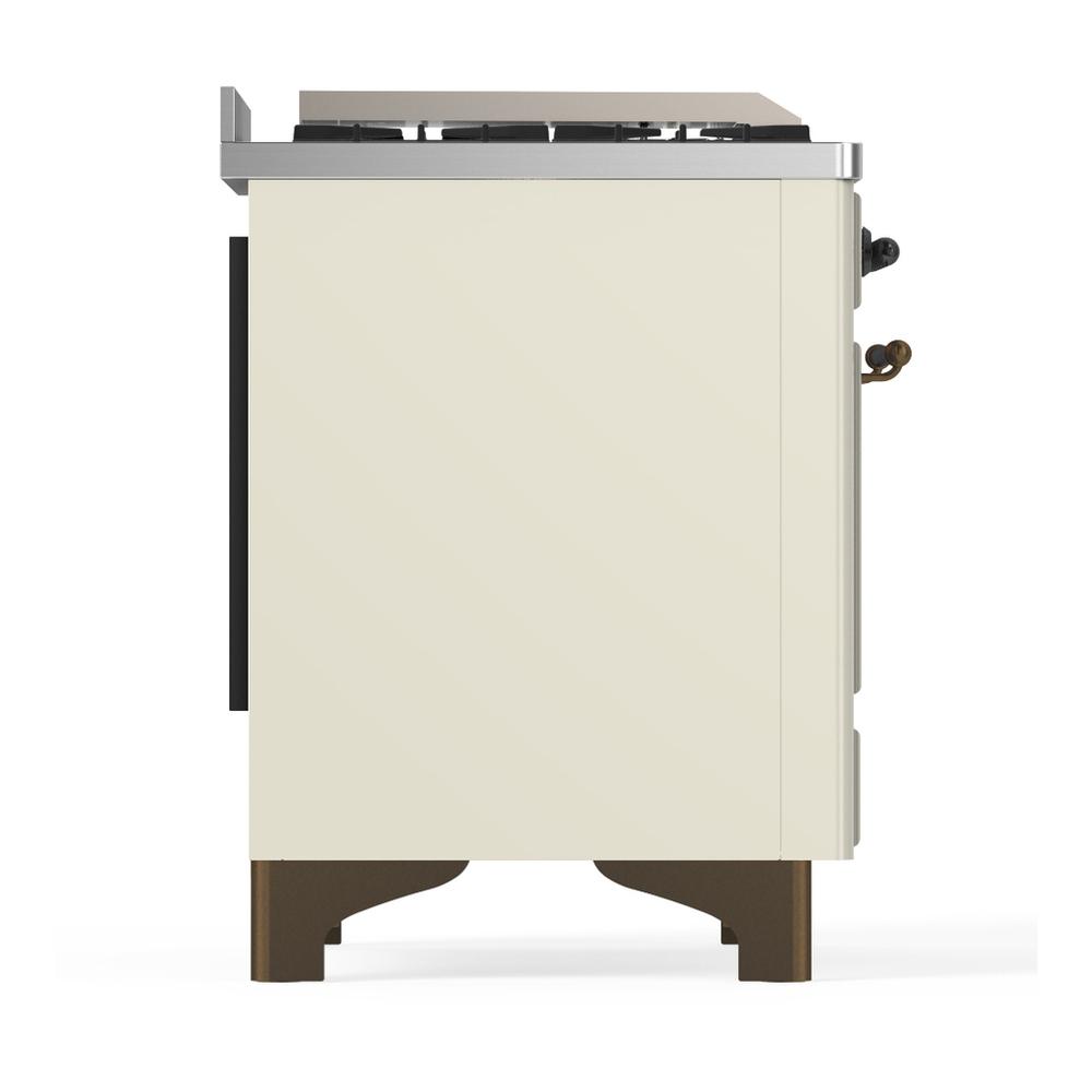Ilve UM60FSQNR3AWB Ilve Um60Fsqnr3Awb Majestic Iii 60 Inch Dual Fuel Range With 7 Burners, Griddle And French Top, Dual Function Burner With Up To 25,000 Btu (Natural Gas, Solid Door, Antique White, Burnished)