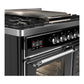 Ilve UMD40FNR3BKC Ilve Umd40Fnr3Bkc Majestic Iii 40 Inch Dual Fuel Range With 6 Burners And Griddle, Dual Function Burner Up To 25,000 Btu (Natural Gas, Triple Glass Door, Glossy Black, Chrome)
