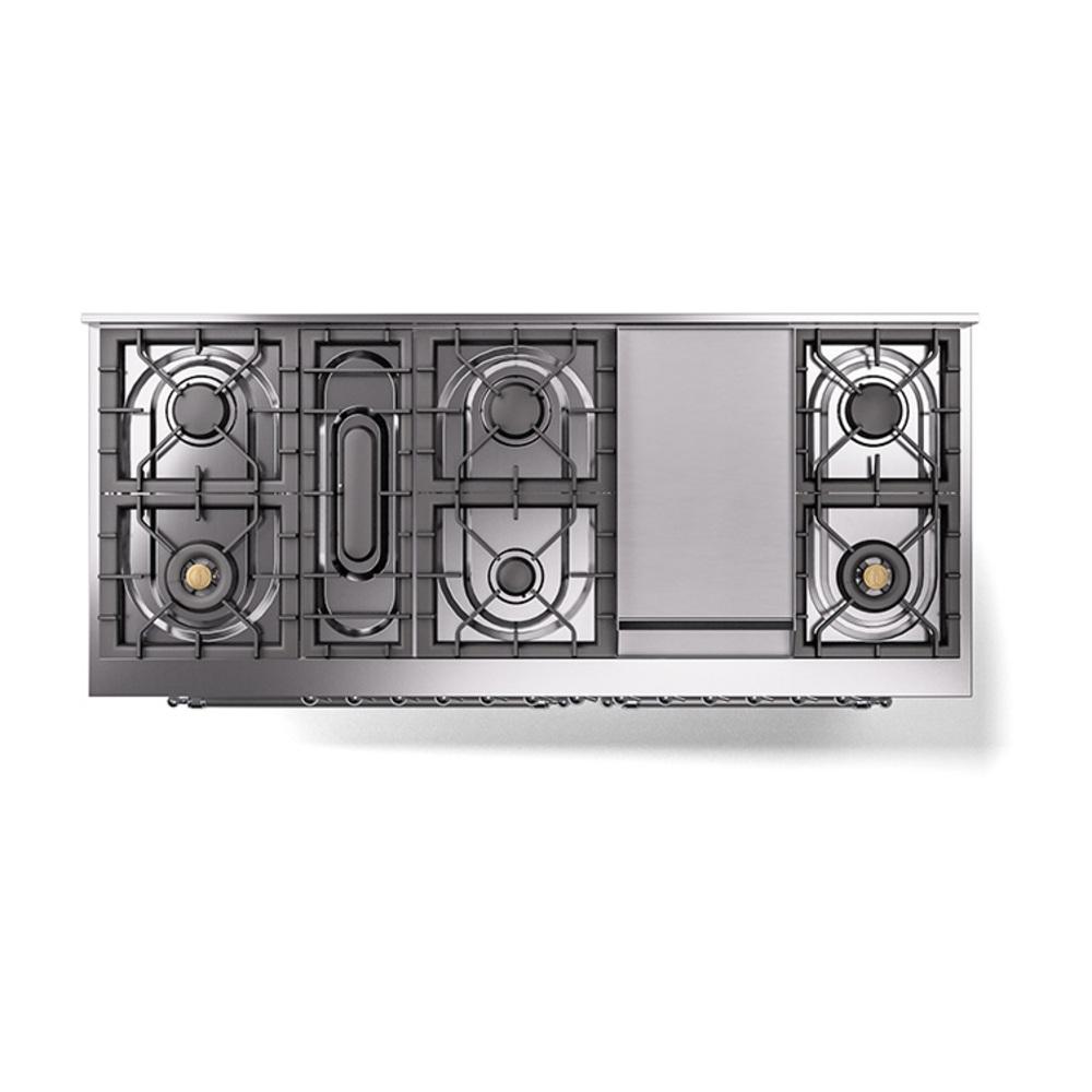 Ilve UN60FQNMPRACLP Ilve Un60Fqnmpraclp Nostalgie Ii Noblesse 60" Dual Fuel Range (9 Sealed Burners + Griddle, Liquid Propane, Solid Door, Ral, Chrome)