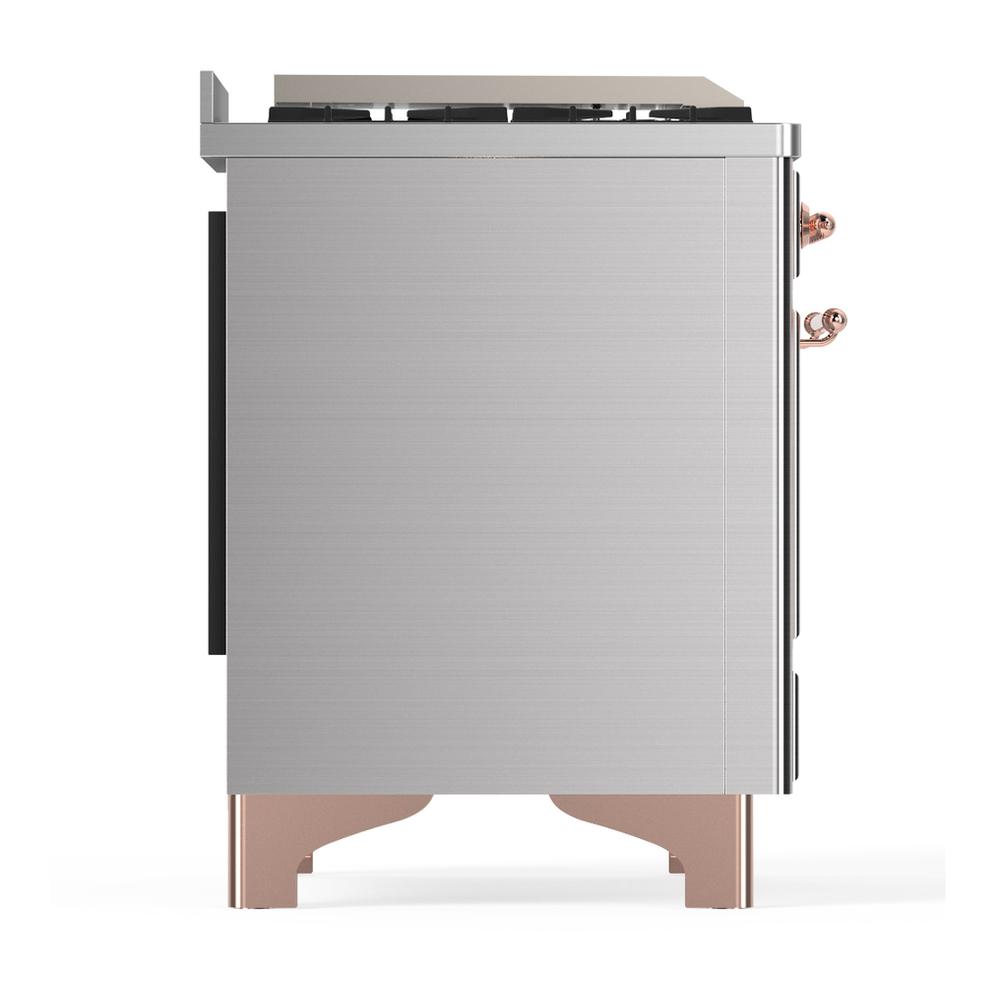 Ilve UM36FQNR3SSPLP Ilve Um36Fqnr3Ssplp Majestic Iii 36 Inch Dual Fuel Range With 6 Black Brass Burners And Griddle, Dual Function Burner Up To 25,000 Btu (Solid Door, Stainless Steel, Copper, Liquid Propane)