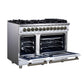 Forno FFSGS612548WHT Forno Massimo 48 Inch Freestanding Dual Fuel Range In White With Antique Brass Accessories, 8 Burners, 6.58 Cu. Ft. Convection Oven
