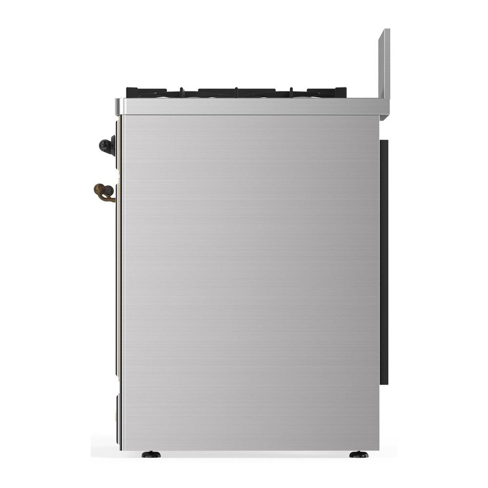 Ilve UM30NR3SSBLP Ilve Um30Nr3Ssblp Majestic Iii 30 Inch Dual Fuel Range With 5 Black Brass Burners, Dual Function Burner Up To 25,000 Btu (Liquid Propane, Triple Glass Door, Stainless Steel, Burnished)