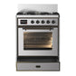 Ilve UM30NR3SSB Ilve Um30Nr3Ssb Majestic Iii 30 Inch Dual Fuel Range With 5 Black Brass Burners, Dual Function Burner Up To 25,000 Btu (Natural Gas, Triple Glass Door, Stainless Steel, Burnished)