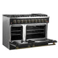 Forno FFSGS624448BLK Forno Galiano 48-Inch Gas Range Black & Antique Brass Design, 8 Burners, 107,000 Btu, Griddle, 6.58 Cu.Ft. Double Ovens
