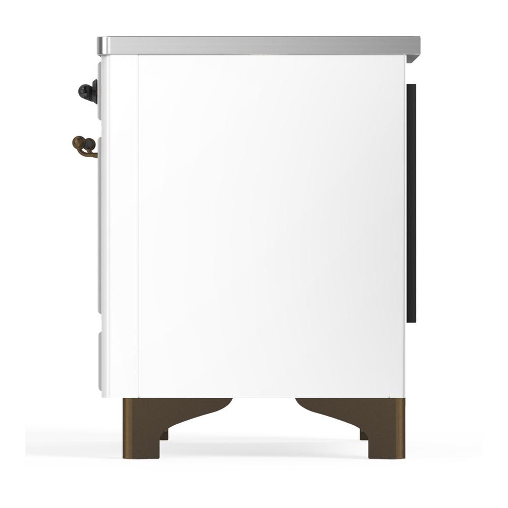 Ilve UMDIB40QNR3WHB Ilve Umdib40Qnr3Whb Majestic Iii 40 Inch Induction Range With 6 Elements, 3.82 Cu. Ft. Total Oven Capacity (Solid Door, White, Burnished)