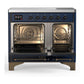 Ilve UMDIB40QNR3MBB Ilve Umdib40Qnr3Mbb Majestic Iii 40 Inch Induction Range With 6 Elements, 3.82 Cu. Ft. Total Oven Capacity (Solid Door, Midnight Blue, Burnished)