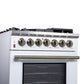 Forno FFSGS612530WHT Forno Massimo 30-Inch Freestanding Dual Fuel Range In White With Antique Brass Accessories, 4 Burners, 4.32 Cu. Ft. Convection Oven
