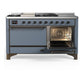 Ilve UM60FSQNR3BGBLP Ilve Um60Fsqnr3Bgblp Majestic Iii 60 Inch Dual Fuel Range With 7 Burners, Griddle And French Top, Dual Function Burner With Up To 25,000 Btu (Liquid Propane, Solid Door, Blue Grey, Burnished)