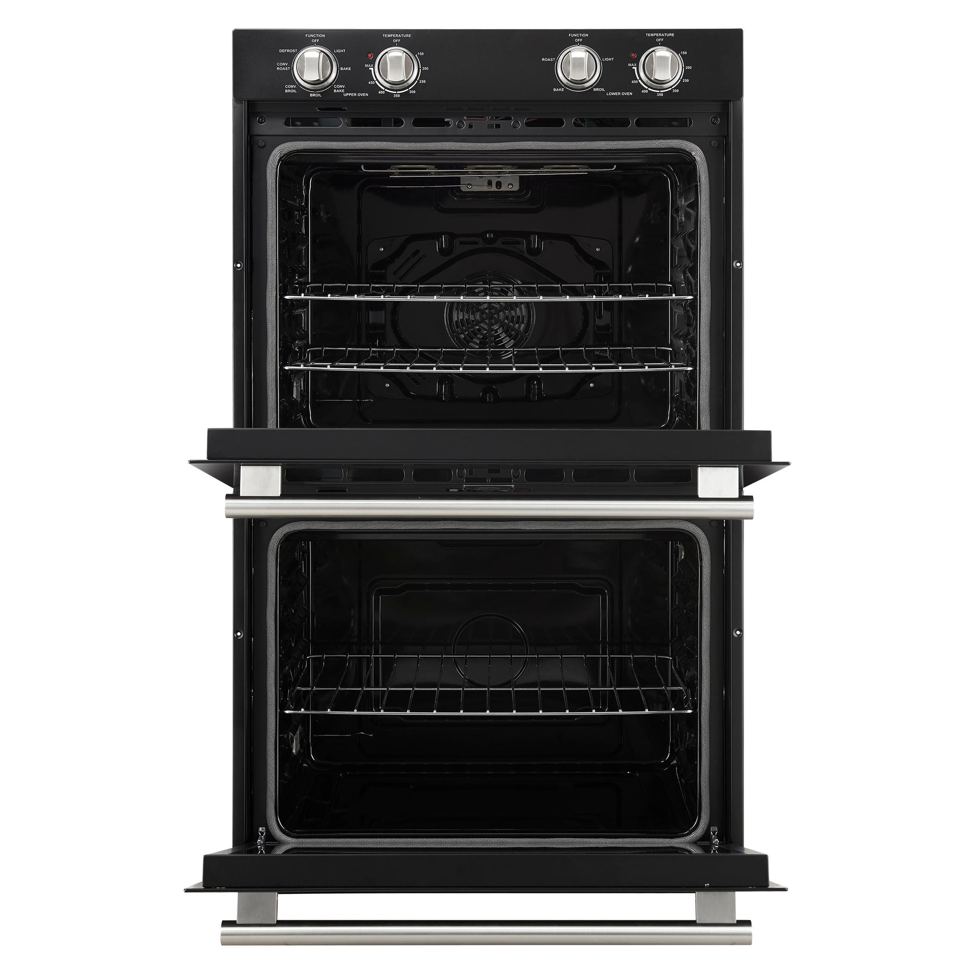Forno FBOEL132430BLK Forno Vomero 30-Inch Double Wall Oven, Black, 10 Cu.Ft Total Capacity, 7100W Convection, Mechanical Controls, Manuel Steam Clean