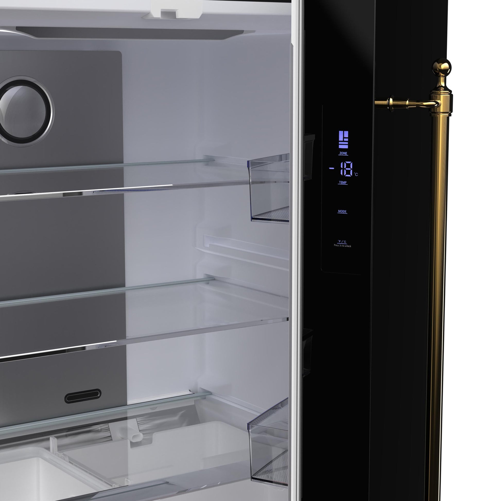 Forno FFFFD179133BLK Forno Luigi 33-Inch French Door Refrigerator, 18 Cu.Ft, Black Finish, Antique Brass Handles, Energy Star Certified