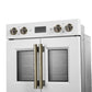 Forno FBOEL134030WHT Forno Asti 30-Inch Double Electric Wall Oven With Upper French Doors In White & Antique Brass, 7.36 Cu. Ft. Dual True Convection, 7,200W, Air Fry, Sous Vide, Self-Clean