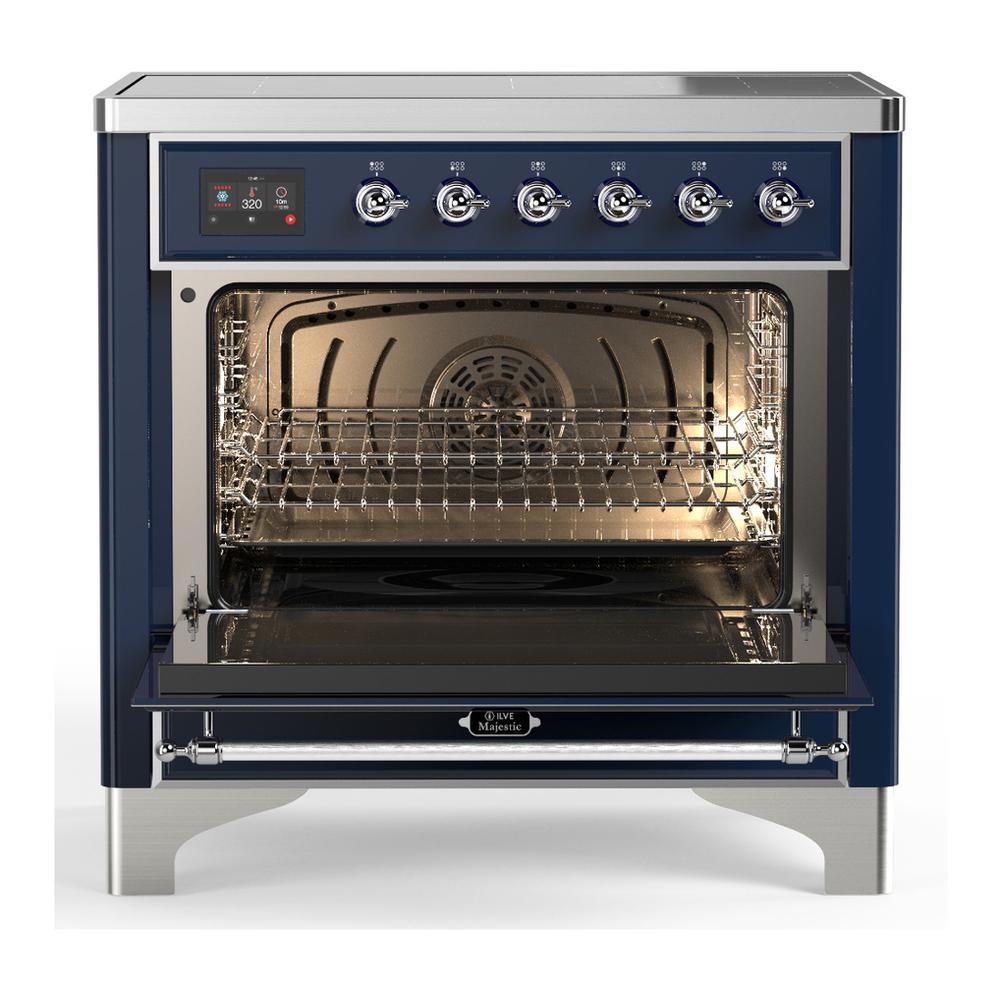 Ilve UMIB36NR3MBC Ilve Umib36Nr3Mbc Majestic Iii 36 Inch Induction Range With 6 Elements, 3.5 Cu. Ft. Total Oven Capacity (Triple Glass Door, Midnight Blue, Chrome)