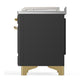 Ilve UM48FSNR3MGGLP Ilve Um48Fsnr3Mgglp Majestic Iii 48 Inch Dual Fuel Range With 5 Black Brass Burners, Griddle And French Top, Dual Function Burner Up To 25,000 Btu (Liquid Propane, Triple Glass Door, Graphite Matte, Brass)