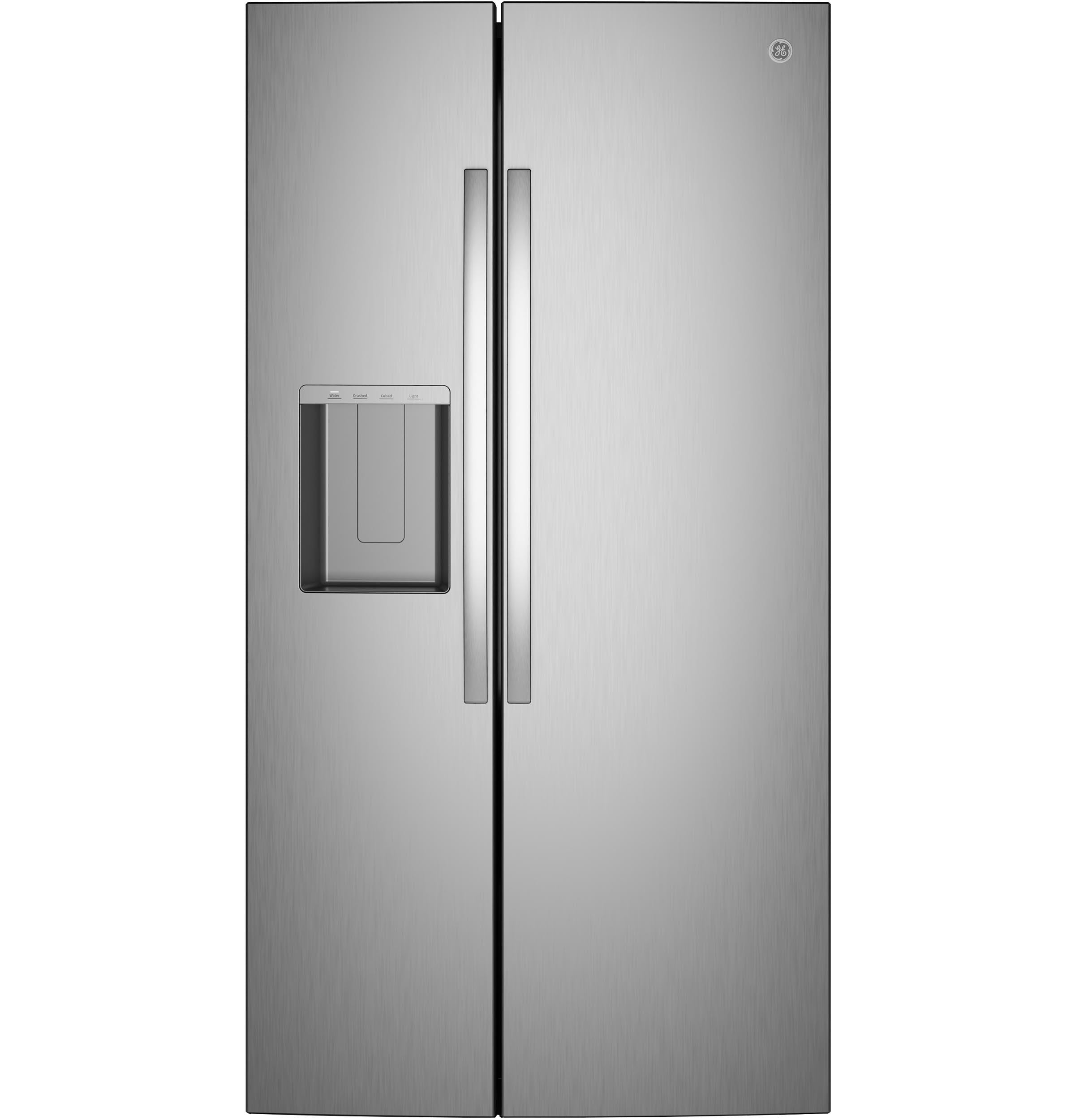 Ge Appliances GZS24NYYFS Ge® 23.6 Cu. Ft. Counter-Depth Side-By-Side Refrigerator With Extra Tall Dispenser And In-Door Icemaker