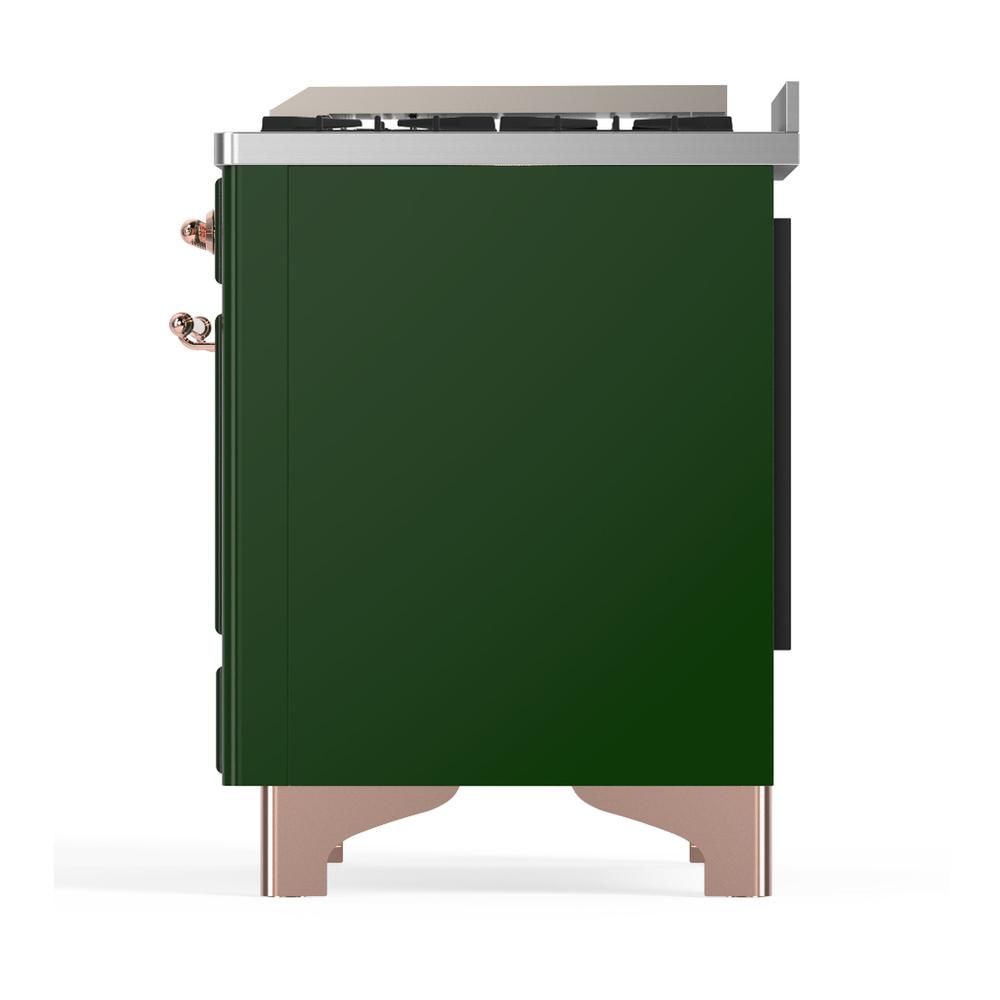 Ilve UM60FSQNR3EGP Ilve Um60Fsqnr3Egp Majestic Iii 60 Inch Dual Fuel Range With 7 Burners, Griddle And French Top, Dual Function Burner With Up To 25,000 Btu (Natural Gas, Solid Door, Emerald Green, Copper)
