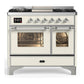 Ilve UMD40FNR3AWCLP Ilve Umd40Fnr3Awclp Majestic Iii 40 Inch Dual Fuel Range With 6 Burners And Griddle, Dual Function Burner Up To 25,000 Btu (Liquid Propane, Triple Glass Door, Antique White, Chrome)