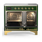 Ilve UMDIB40NR3EGG Ilve Umdib40Nr3Egg Majestic Iii 40 Inch Induction Range With 6 Elements, 3.82 Cu. Ft. Total Oven Capacity (Triple Glass Door, Emerald Green, Brass)
