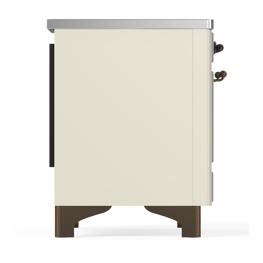 Ilve UMDIB40QNR3AWB Ilve Umdib40Qnr3Awb Majestic Iii 40 Inch Induction Range With 6 Elements, 3.82 Cu. Ft. Total Oven Capacity (Solid Door, Antique White, Burnished)