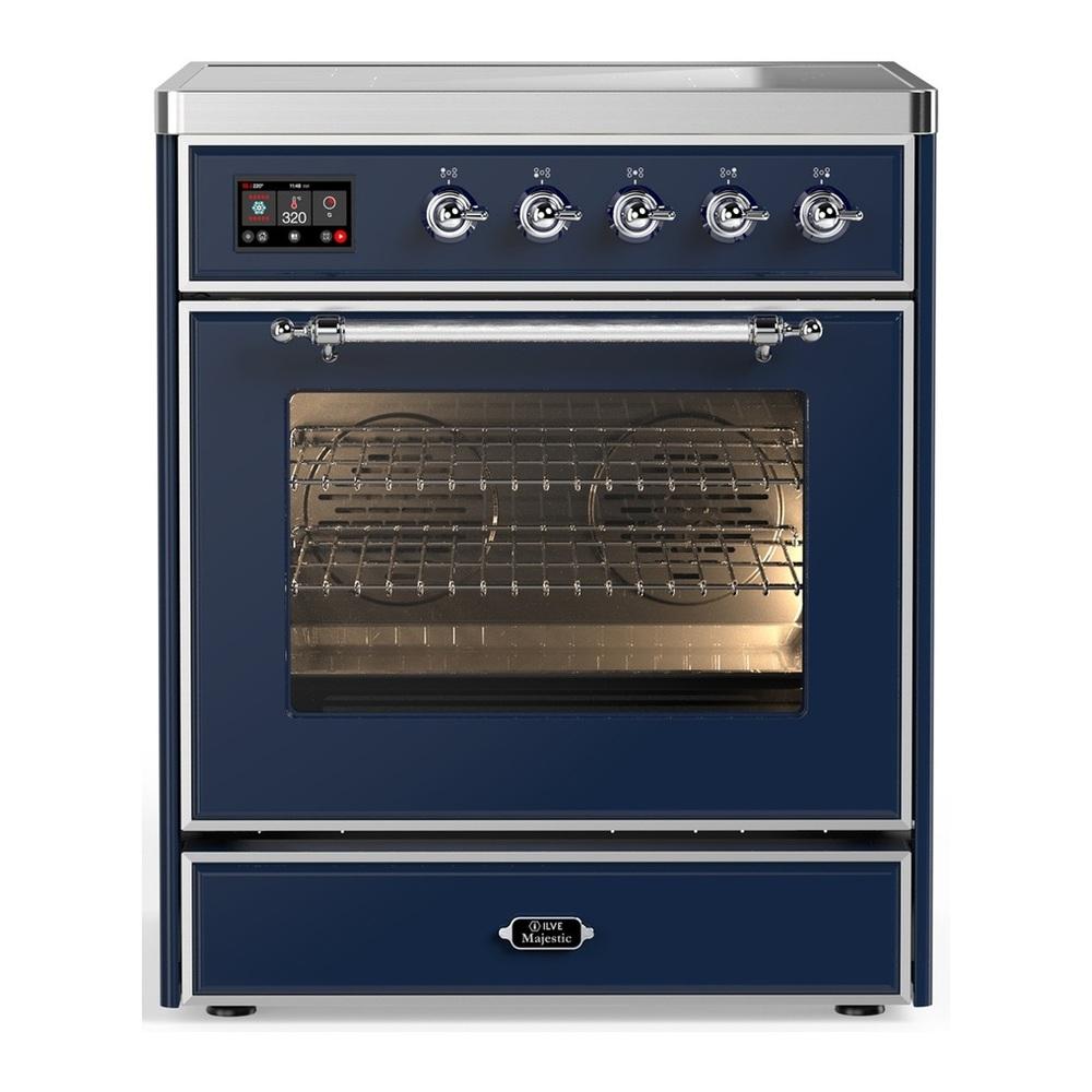 Ilve UMIB30NR3MBC Ilve Umib30Nr3Mbc Majestic Iii 30 Inch Induction Range With 4 Elements, 4 Cu. Ft. Oven Capacity (Triple Glass Door, Midnight Blue, Chrome)