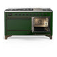 Ilve UM60FQNR3EGB Ilve Um60Fqnr3Egb Majestic Iii 60 Inch Dual Fuel Range With 9 Burners And Griddle, Dual Function Burner Up To 25,000 Btu (Natural Gas, Solid Door, Emerald Green, Burnished)