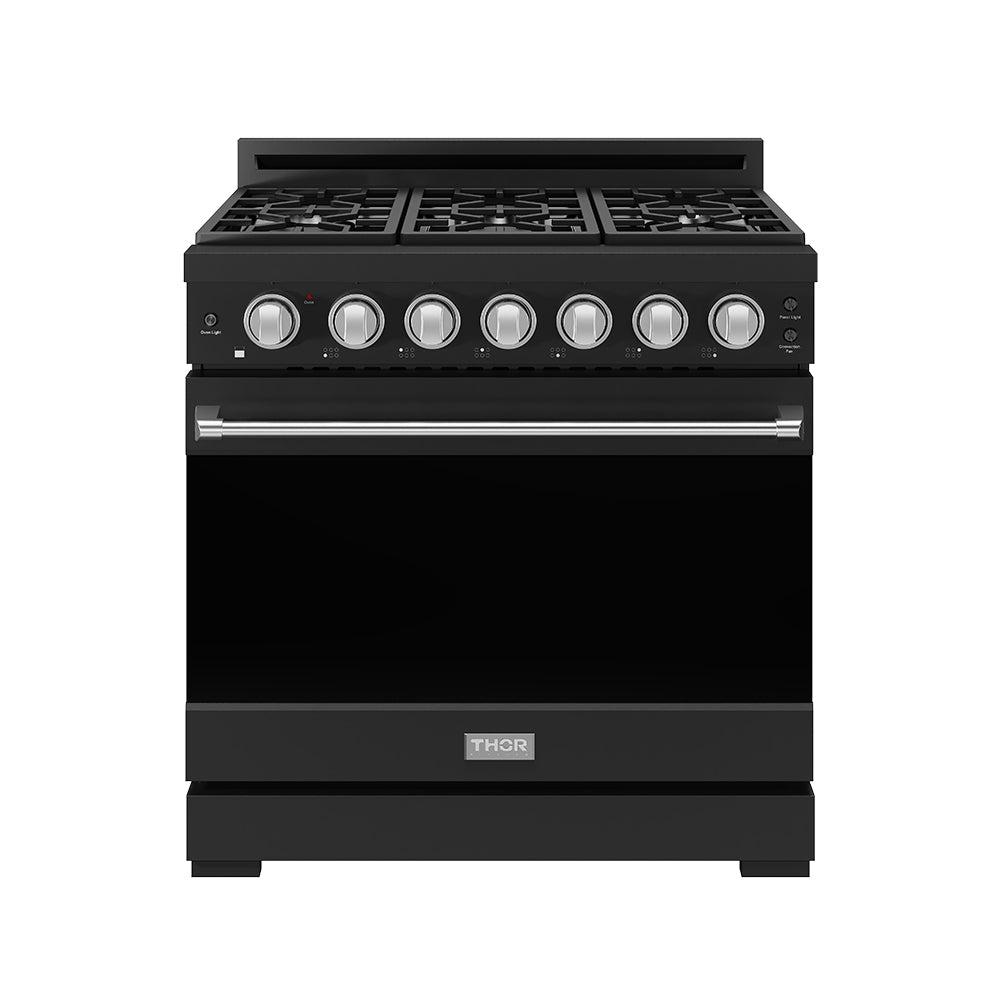 Thor Kitchen RSG36PBSS 36 Inch Professional Gas Range With Precision Knob In Black And Stainless Steel Gordon Ramsay Series