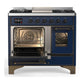 Ilve UMD40FNR3MBBLP Ilve Umd40Fnr3Mbblp Majestic Iii 40 Inch Dual Fuel Range With 6 Burners And Griddle, Dual Function Burner Up To 25,000 Btu (Liquid Propane, Triple Glass Door, Midnight Blue, Burnished)