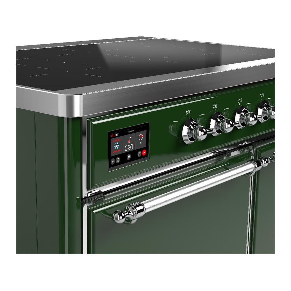Ilve UMDIB40QNR3EGC Ilve Umdib40Qnr3Egc Majestic Iii 40 Inch Induction Range With 6 Elements, 3.82 Cu. Ft. Total Oven Capacity (Solid Door, Emerald Green, Chrome)