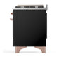 Ilve UM36FNR3BKP Ilve Um36Fnr3Bkp Majestic Iii 36 Inch Dual Fuel Range With 6 Black Brass Burners And Griddle, Dual Function Burner Up To 25,000 Btu (Triple Glass Door, Glossy Black, Copper, Natural Gas)