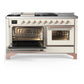 Ilve UM60FSNR3AWP Ilve Um60Fsnr3Awp Majestic Iii 60 Inch Dual Fuel Range With 7 Burners, Griddle And French Top, Dual Function Burner With Up To 25,000 Btu (Natural Gas, Triple Glass Door, Antique White, Copper)