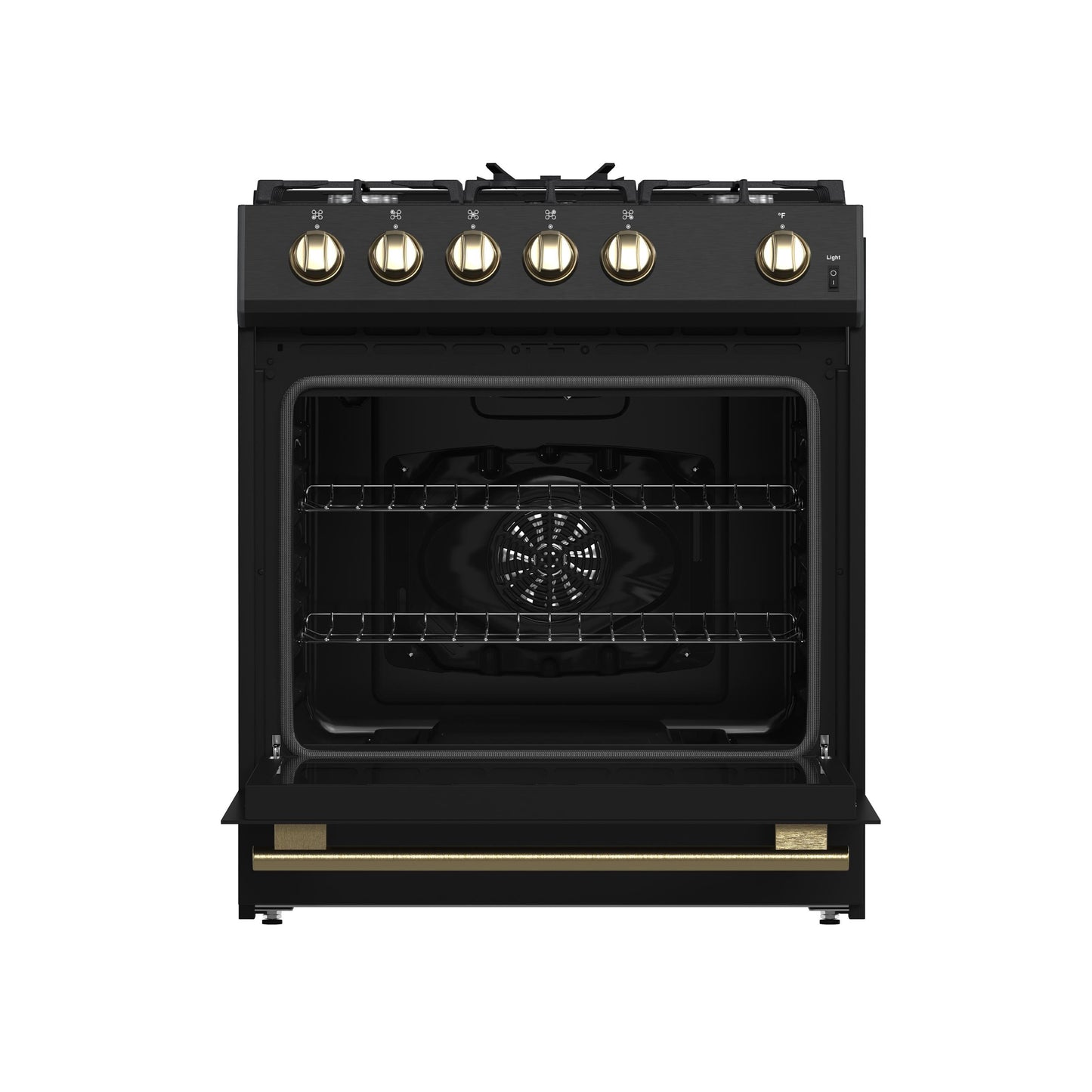 Forno FFSGS111630BLK Forno Leonardo Espresso 30-Inch Black Gas Range, 5 Burners, 39,500 Btu, 5 Cu.Ft Convection Oven