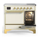 Ilve UMDIB40QNR3AWG Ilve Umdib40Qnr3Awg Majestic Iii 40 Inch Induction Range With 6 Elements, 3.82 Cu. Ft. Total Oven Capacity (Solid Door, Antique White, Brass)