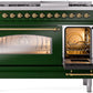 Ilve UP48FNMPEGG Nostalgie Ii 48 Inch Dual Fuel Natural Gas Freestanding Range In Emerald Green With Brass Trim