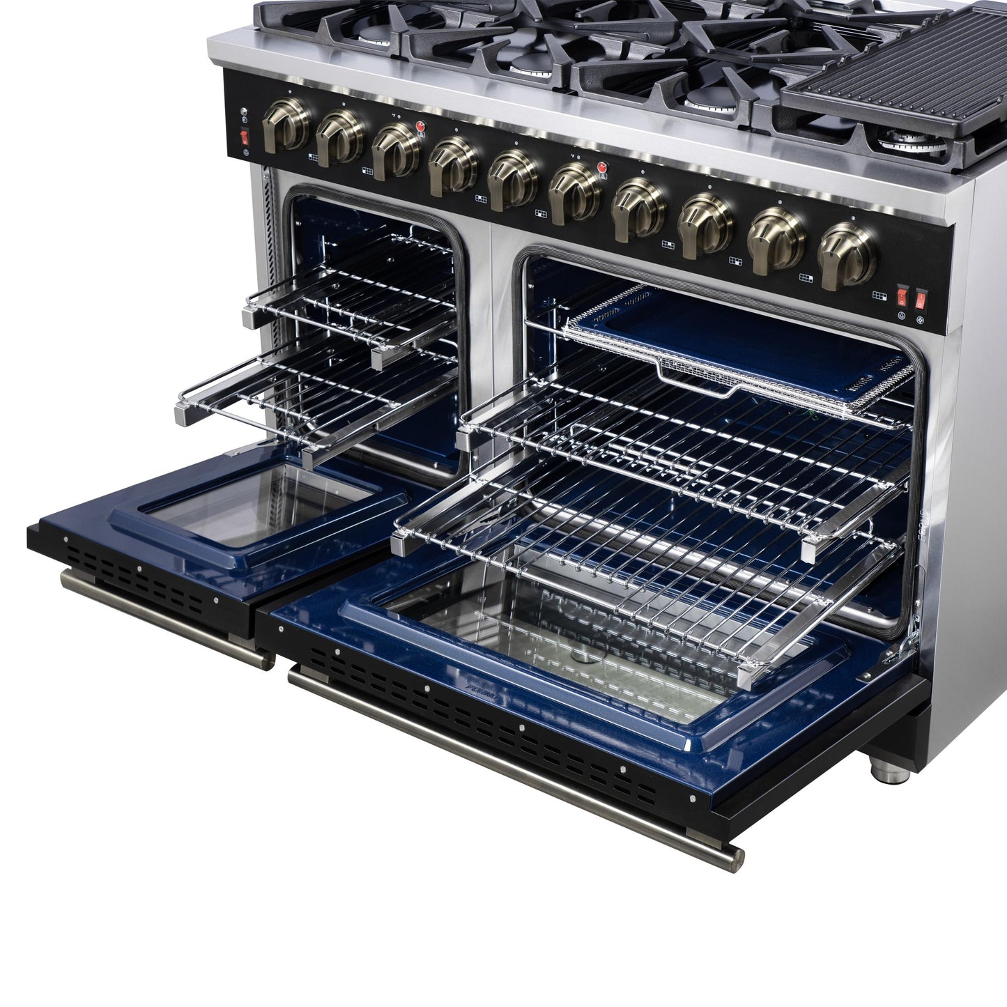 Forno FFSGS623948BLK Forno Massimo 48-Inch Black Freestanding Gas Range, 8 Burners, True Convection Oven