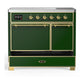 Ilve UMDIB40QNR3EGG Ilve Umdib40Qnr3Egg Majestic Iii 40 Inch Induction Range With 6 Elements, 3.82 Cu. Ft. Total Oven Capacity (Solid Door, Emerald Green, Brass)