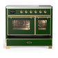 Ilve UMDIB40NR3EGG Ilve Umdib40Nr3Egg Majestic Iii 40 Inch Induction Range With 6 Elements, 3.82 Cu. Ft. Total Oven Capacity (Triple Glass Door, Emerald Green, Brass)