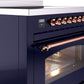 Ilve UPI366NMPMBP Nostalgie Ii 36 Inch Electric Freestanding Range In Blue With Copper Trim