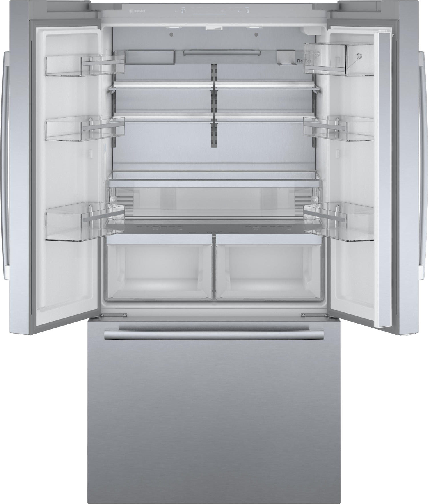 Bosch B36CT84SNS 800 Series, French Door Bottom Freezer, Multi Door, 36'', Brushed Steel (With Anti-Fingerprint)