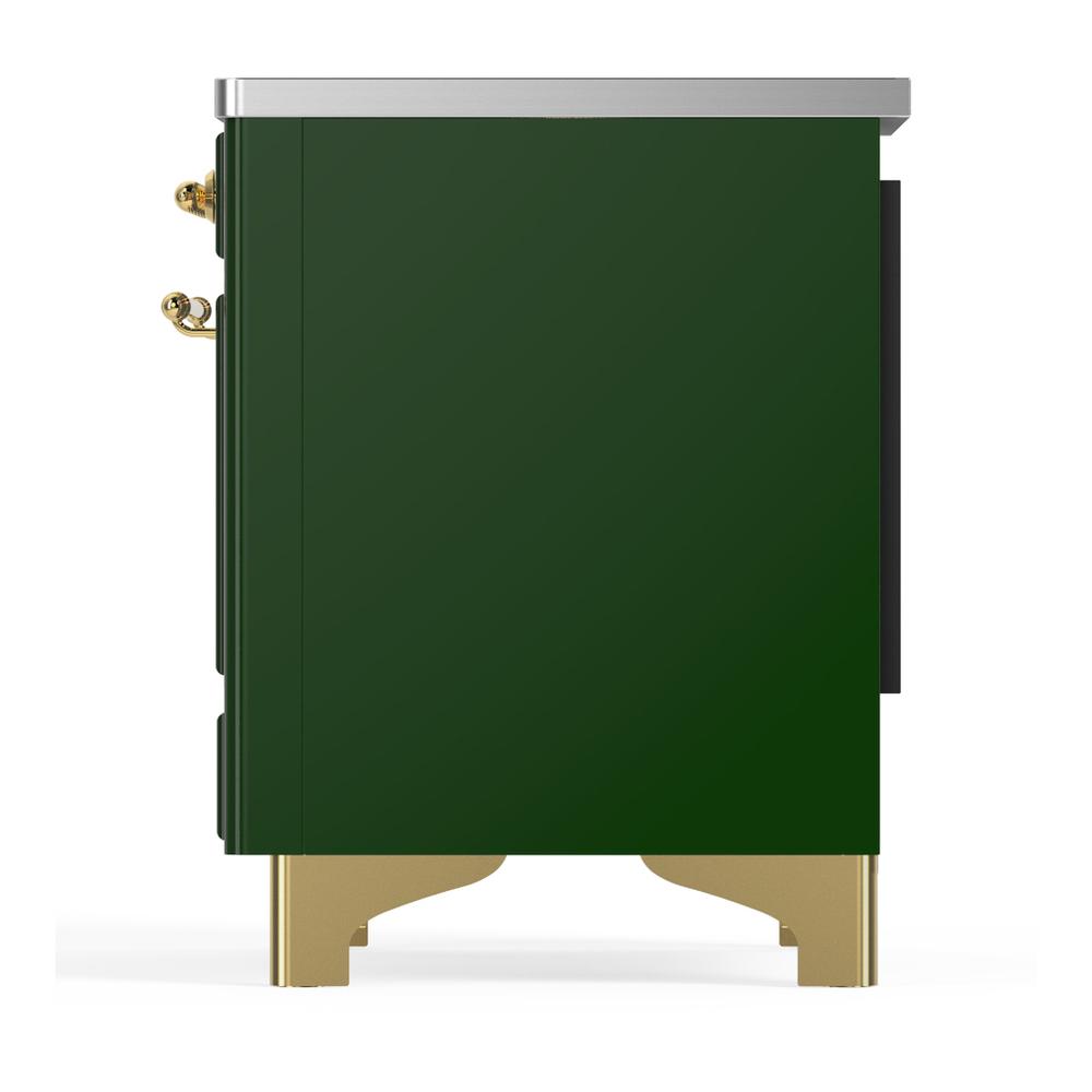 Ilve UMDIB40NR3EGG Ilve Umdib40Nr3Egg Majestic Iii 40 Inch Induction Range With 6 Elements, 3.82 Cu. Ft. Total Oven Capacity (Triple Glass Door, Emerald Green, Brass)