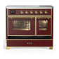 Ilve UMDIB40NR3BUG Ilve Umdib40Nr3Bug Majestic Iii 40 Inch Induction Range With 6 Elements, 3.82 Cu. Ft. Total Oven Capacity (Triple Glass Door, Burgundy, Brass)