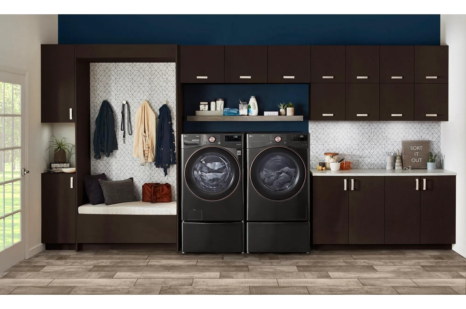 Lg DLHC4002B 7.4 Cu. Ft. Ultra Large Capacity Heat Pump Ventless Dryer, Wi-Fi Connectivity Black Steel
