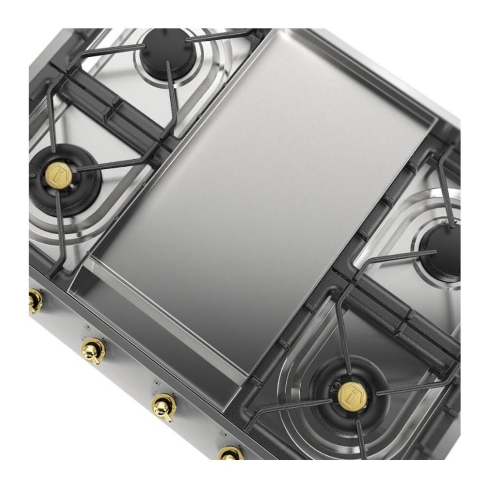 Ilve UHCP965FNSSGLP Ilve Uhcp965Fnssglp Nostalgie Ii 36 Inch Gas Cooktop With Griddle, In Stainless Steel (Liquid Propane, Brass)
