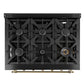 Forno FFSGS621936BLK Forno Antico 36-Inch Freestanding Gas Range, Black, Antique Brass Design, 6 Burners, Convection Oven, Energy Efficient