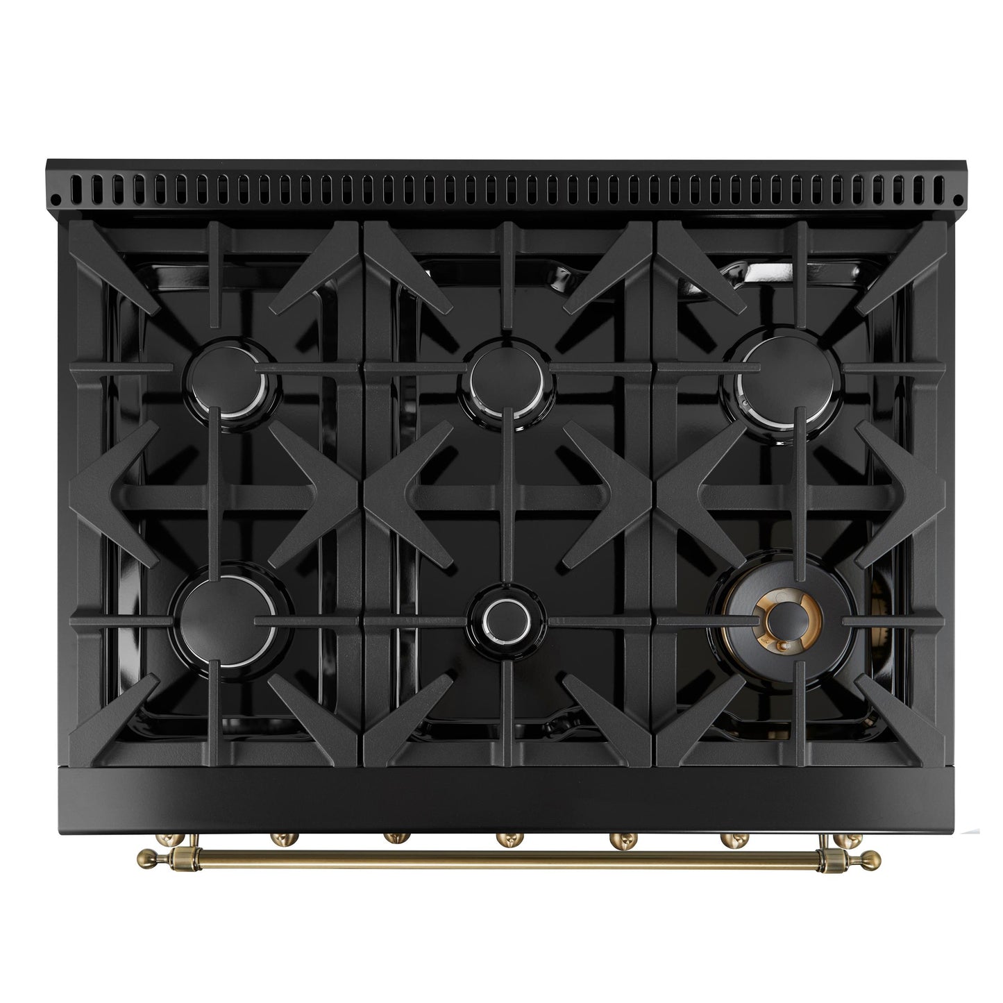 Forno FFSGS621936BLK Forno Antico 36-Inch Freestanding Gas Range, Black, Antique Brass Design, 6 Burners, Convection Oven, Energy Efficient