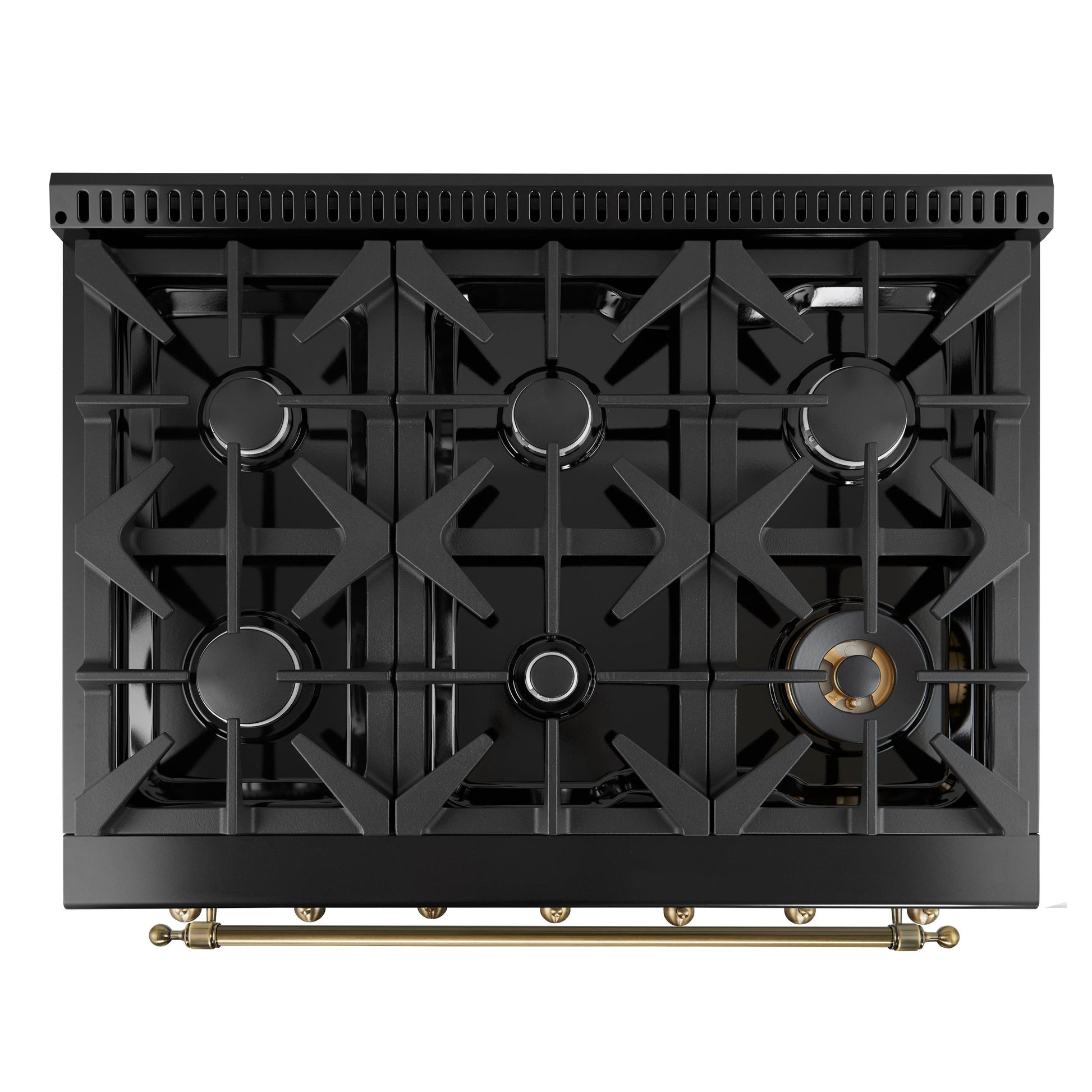 Forno FFSGS621936BLK Forno Antico 36-Inch Freestanding Gas Range, Black, Antique Brass Design, 6 Burners, Convection Oven, Energy Efficient