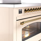 Ilve UPI366NMPAWG Nostalgie Ii 36 Inch Electric Freestanding Range In Antique White With Brass Trim