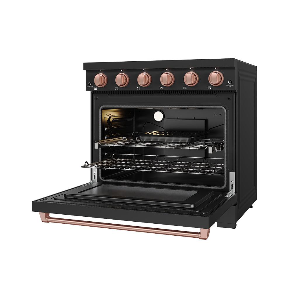 Thor Kitchen RSE36PBRSG 36 Inch Professional Electric Range In Black/Rose Gold Gordon Ramsay Series
