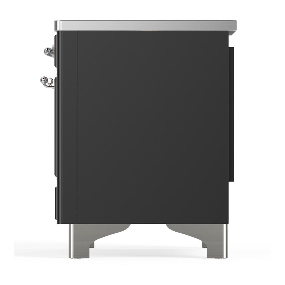 Ilve UMIB36QNR3MGC Ilve Umib36Qnr3Mgc Majestic Iii 36 Inch Induction Range With 6 Elements, 3.5 Cu. Ft. Total Oven Capacity (Solid Door, Graphite Matte, Chrome)