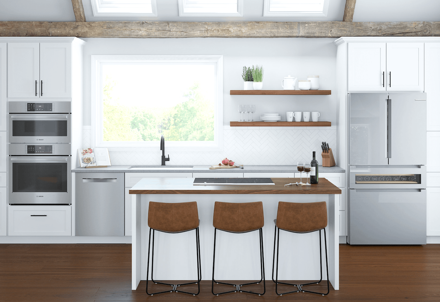 Bosch B36CL84ENG 800 Series, French Door Bottom Mount Refrigerator, Glass Door, 36'', Stainless Steel