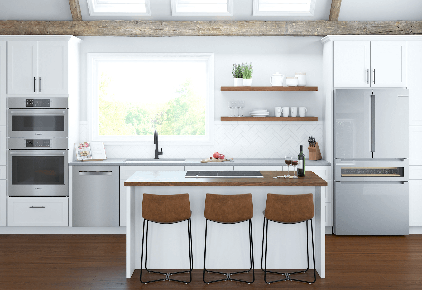Bosch B36CL84ENG 800 Series, French Door Bottom Mount Refrigerator, Glass Door, 36'', Stainless Steel